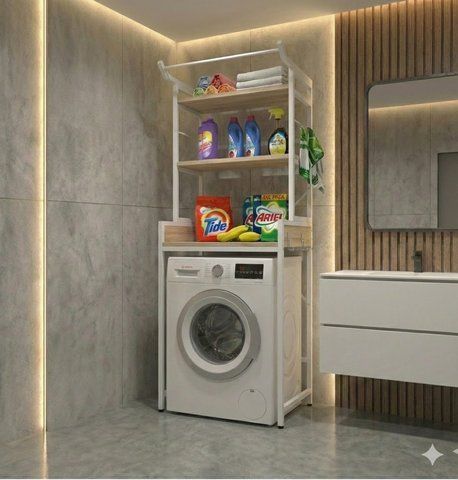 Стійка стелаж для пральної машини каркас металевий X-060 Дуб Сонома / Білий x-060 фото
